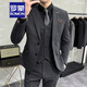 ROMON light mature style casual large size suit suit for men, Korean style slim fit two-button three-piece suit for commuting business small suit trendy medium gray suit + vest + trousers XL (recommended 125-135Jin Jin is equal to 0.5 kg)