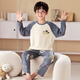 Mannido Boys Pajamas Spring и осенью Новый чистый хлопковой хлопковые дети с длинными рукавами мальчики Большие дети хлопковые подростки тонкие домашние одежды L5009 [двойная длина] 140 16 Размер Рекомендуется 135-145 см.