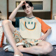 Un pijama de hombres yuxiao en verano en el estilo de algodón puro de manga corta de algodón delgado más grasa más 300 Jin [Jin equivale a 0.5 kg] en verano, las personas gordas pueden usar ropa casera para hombres afuera de 1343 3xl para hombres (185 cm de peso recomendado 180-210)