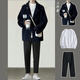 Gxmy waffle suit suit men's Hong Kong style with handsome casual suit jacket men's fashion brand three-piece suit white suit + white T + black trousers three-piece suit XL