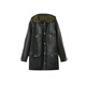 Langzi [Italienisches Design] Neues Winter -Kapuzenkontrastdesign und Temperament Lederjacke für Frauen schwarz xl