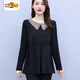 Chemise à manches longues au premier diamètre printemps et automne de style coréen de style coréen lâche de grande taille de grande taille des femmes de grande taille des femmes. Couleur de café [9767 avec velours] L [100-115Jin [Jin est égal à 0,5 kg]]]