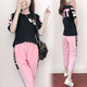 Single Nanwei Youth Women's Summer Clothing Middle School Set Young Girl Casual Sportswear Summer New Junior High School Halbschlärm 867* gelbe Top + Hosen Eins Größe s
