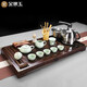 Gold inlaid jade Kung Fu tea set with tea tray, one-piece ceramic Ru kiln tea making machine, automatic water supply electric kettle, Lian Yu