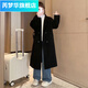 Rui Menghua Autumn and Winter 2025 Girls' New Woolen Coat Girls' Korean Style Large Children's Over-the-Knee Long Woolen Fashionable Jacket Black 150 Recommended height to be within 152cm