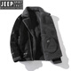 
Jeep (JEEP) fur integrated men's winter large size plus velvet thickened leather jacket short motorcycle suit leather jacket men's lamb fur coat black XL