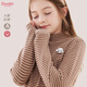 Hello Kitty girls' bottoming shirt spring and autumn children's long-sleeved T-shirt medium and large children's half turtleneck style top 80019 beige 160