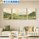 北欧原木风景山水画寓意好挂画沙发背景墙壁画 K12146 左右30*40中60*40油画布ps金框