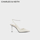 CHARLES&KEITH亮钻链条腕带尖头高跟凉鞋女CK1-60280436 Cream奶白色 37
