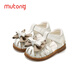 Shepherd Boy Shoes Girls Toe Toe Sandales Princesse Chaussures 2025 Été Nouveau bébé Chaussures bébé Soft Sole Front Shoes Flear Blossom Rice 20 chaussures à l'intérieur de la longueur 14,5 cm
