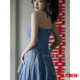 Meianjia new Chinese dressing gown female bride engagement dress toast dress niche light wedding dress banquet tube top dress blue dress M 165
