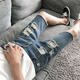 Nyckjk zerrissen Shorts Herren Jeans Straight Reithoes Cropped Jeans Herren Sommer Fünf-Punkte-Shorts Herren-Mid-Mitte-Mitte 691 691 Kumpelhosen 28