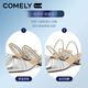 康莉（COMELY）羊皮包头拖鞋女25年夏季粗跟法式两穿凉拖尖头穆勒鞋 黑色 38