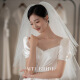 Man Tingfang's same style short-sleeved satin wedding dress main yarn 2024 new temperament bride retro simple large pleated wedding dress floor-length S