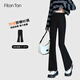 FitonTon high-waisted bell-bottom pants for women in autumn and winter plus velvet elastic waist horseshoe pants casual drape elastic black bootcut pants