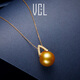 VCL Natural South Sea Gold Pearl Seawater Pearl 18K Gold Diamond Pendant Necklace Women's Round Thick Gold Gift for Mom 12-13mm Pendant Does Not Include Chain