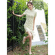 Wind green cheongsam women summer temperament girl young style small and fresh short daily improvement dress summer style 838 XL