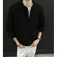 Tang Hao Autumn American Henley Collar Casual Sweater Boys Trendy Versatile Loose Couples Students Handsome Bottoming Sweater Gray XL