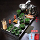 Empty cicada purple sand kung fu tea set home set living room fully automatic water boiling kettle tea tray tea table simple teapot tea cup 02 horse pan Tang poetry tea set automatic black