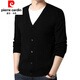 Pierre Cardin Strickjacke für Herren, V-Ausschnitt, Pullover, Frühling und Herbst, einfarbig, lässige Wolljacke, dicke Außenfäden, Kleidung, Mode, GRYH012, Kamel, M 165
