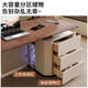 Silan Mengbei retro style desk solid wood table and cabinet integrated new Chinese style high-end study desk writing desk bedroom computer desk home left-hand cabinet - with power strip - without chair 140*70*75cm