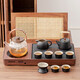 Tangfeng black pottery Kung Fu tea set, smart integrated tea tray, complete set of light luxury retro boiling water tea making equipment for home living room, walnut color stone surface tea tray + elegant lifting kettle, transparent