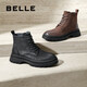 Belle Celebrity same style with Martin boots Comfortable cowhide thick-soled short boots Outdoor casual boots 8NB01DD4 Black-Single 41 (255mm)