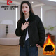 皮尔卡丹（pierre cardin）时尚复古皮毛一体短款外套女2024冬季新款小个子加绒加厚保暖上衣 灰咖【加绒】 加厚 XL【建议120斤-135斤】