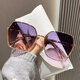 Gafas de sol versátiles de Kovochi para mujeres en protección solar 2025 Nueva cara de moda gafas de soldado gafas de sol marco de oro de alta gama Hoja gris negro [tela espejo de la caja espejo]