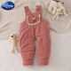 Disney (Disney) baby overalls autumn and winter baby quilted open crotch warm cotton pants for boys and girls a pair of winter casual pants outer pants TU overalls cotton pants pocket bow pink 80 cm