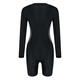 
BOSOOT one-piece swimsuit women's long-sleeved five-point pants professional sports conservative flat angles to make your belly slimming hot spring large-size swimsuit D719 black gray L (100-112Jin[Jin equals 0.5 kg])