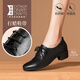 Lu Shinan black work shoes for women in autumn and winter deep mouth single shoes genuine leather mid-heel lace-up leather shoes professional thick heel commuting work shoes black 723 (heel height 3.5cm) 36