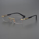 Frameless Croxing same glasses frame new product retro punched personalized super light and fashionable versatile flat light mirror for men and women Gold frame brown legs Anti-blue light flat light mirror