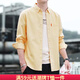 Tin Yuan shirt men's spring and autumn new denim shirt men's long-sleeved cotton Korean style casual inch shirt men's jacket Hong Kong style gray 681 3XL