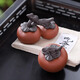 Original ore purple sand persimmon tea pet ornaments cover boutique can be raised to prevent real fruit tea set small tea complete decorative crafts purple sand persimmon tea pet - good persimmons in pairs
