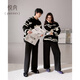 Yuenei Half Velvet Couple Pajamas Women's Autumn and Winter Coral Velvet Plus Velvet Thickened Home Clothes Men's Outerwear Suit 24360 Black and White Pattern Women's L (Male 110-140 Jin Jin equals 0.5 kg / Female 110-120 Jin Jin equals 0.5 kg)