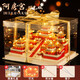 Pinzhixing -Bausteine (PZX) Gelb Kranturm kleine Partikelbaugruppe 1. Juni Schenkel High schwierige Gebäude Serie Erwachsene chinesische Bausteine Spielzeug Potala Palace 3884 Körner + Acryl + Luxusgeschenk