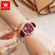 
OLEVS Swiss certified brand couple watch fully automatic mechanical watch luminous waterproof hollow high-end men's and women's watch price OLEVS-3601 room white + 6636 rose red