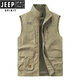 JEEP SPIRIT吉普男士马甲春秋季新款户外工装马夹休闲大码运动中年背心外套 677黑色 L (110-120斤)