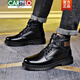 Cartelo Martin Boots Herren -Leder -Leder -Militärhaken Cruiser Wolle Wurzelstiefel Winter warm und samtrische Herrenschuhe Cowide Casual Snow Boots 3519 Schwarz (Wolle) 38