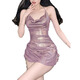 Taoyiyou (Taoyiyou) Club nocturno de vestimenta Sexy Disco Disco Internet Celebridad Celera de falda corta Cadera plisada Halter Halter Cuello sin cuello Falda Red M sugiere 90-100 Jin [Jin equivale a 0.5 kg]