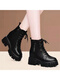 Woodpecker Broken Size Women's Leather Shoes New True Soft Leather Martin Boots All-matched Inner High-Enhanced Shoes Small Thick Sole Black (Single) 36