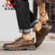 Bull Family Herrenschuhe 2025 SOMMER NEUER HOOL HOOL AMMREHALE RETRO CLASSIGKEITENLEDERSUSSUSSUSSCHUSS MARTIN SHOUS STOUTS BRONZE [Hollow atmable Style] GN124101179 43 (Sportschuhe Größe)