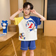 儿童睡衣男孩夏季纯棉男童短袖中大童小孩蜡笔小新薄款家居服套装 DZ6630插色叮当 小童10码身高105-115cm38斤内