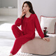 
Quguo (QUGUO) [Lycra Cotton] Women's pajamas spring and autumn elastic cotton autumn long-sleeved women's pullover autumn and winter home clothing set 682 crimson L [recommended 100-120 Jin [Jin equals 0.5 kg]]