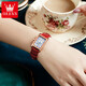 Olishi new versatile fashion women's watch quartz Roman retro belt waterproof goddess birthday gift box watch 6625 women-red leather rose white