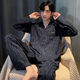 Doppelseitige Pyton-Pyjamas für Männer im Frühjahr und Herbst, die reine Baumwollwäsche langärmelte Teenager können Cotton Home Clothing Set 3291homes 2xl (155-175Jin [Jin gleich 0,5 kg]) tragen)