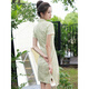 Wind green cheongsam women summer temperament girl young style small and fresh short daily improvement dress summer style 838 XL
