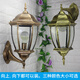 Yilin outdoor wall lamp waterproof garden lamp European style outdoor villa exterior wall lamp balcony aisle corridor American retro wall lamp small green gold frosted glass