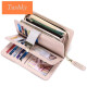 Tushky long wallet women's thin Korean style small fresh large capacity zipper bright leather contrasting multifunctional leather clutch pink
